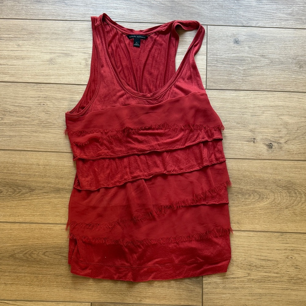 Banana Republic Vibrant Rust Layered Tank Top